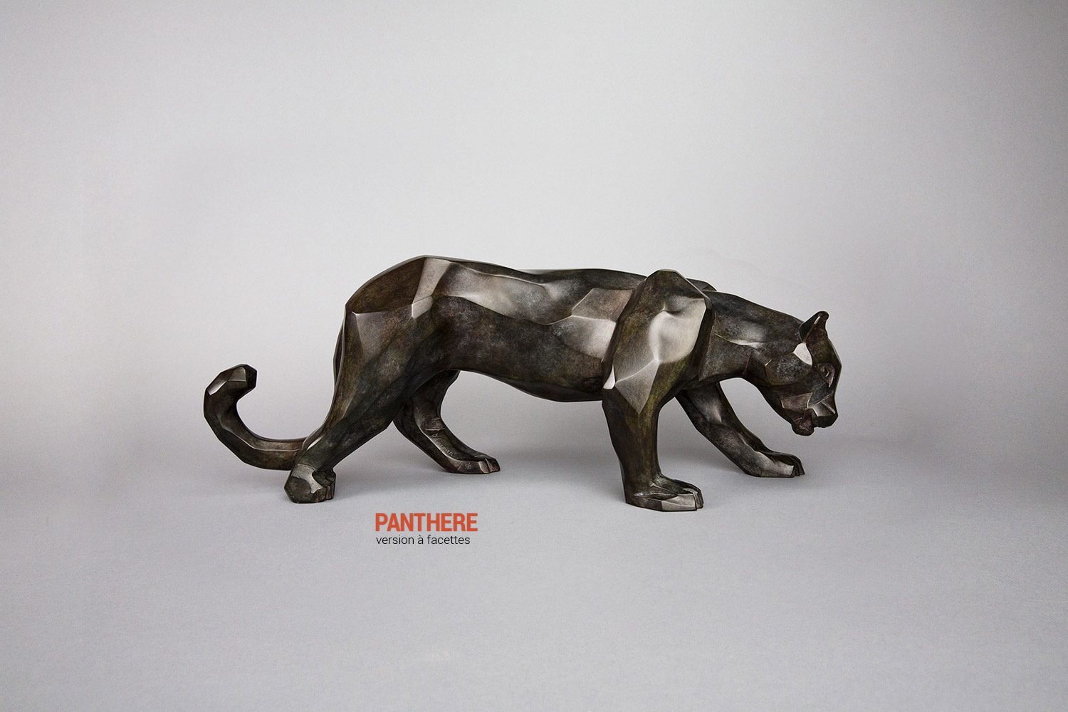 Panthère à facettes, sculpture en bronze de Philippe Gueguen