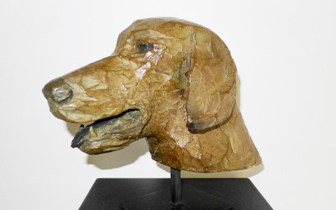 Tête de braque, sculpture de Philippe Gueguen
